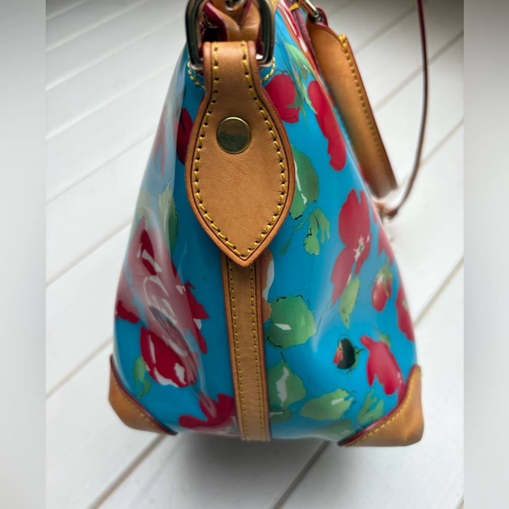 Dooney & Bourke Blue Floral Satchel Handbag - Picture 15 of 17